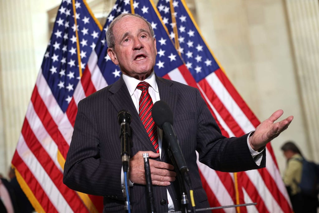 Idaho Senator James Risch, speaking after a Senate Republican Policy luncheon on May 18 in Washington. Photo: AFP