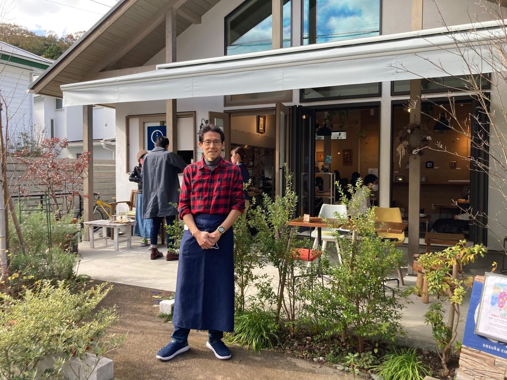 Ryohei Shimazaki at his cafe in Kamakura City. Photo: Neil Newman Ryohei Shimazaki at his cafe in Kamakura City. Photo: Neil Newman