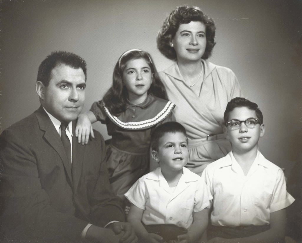 Three-year-old Hoberman (front, centre) with his family. Photo: Jerome Hoberman