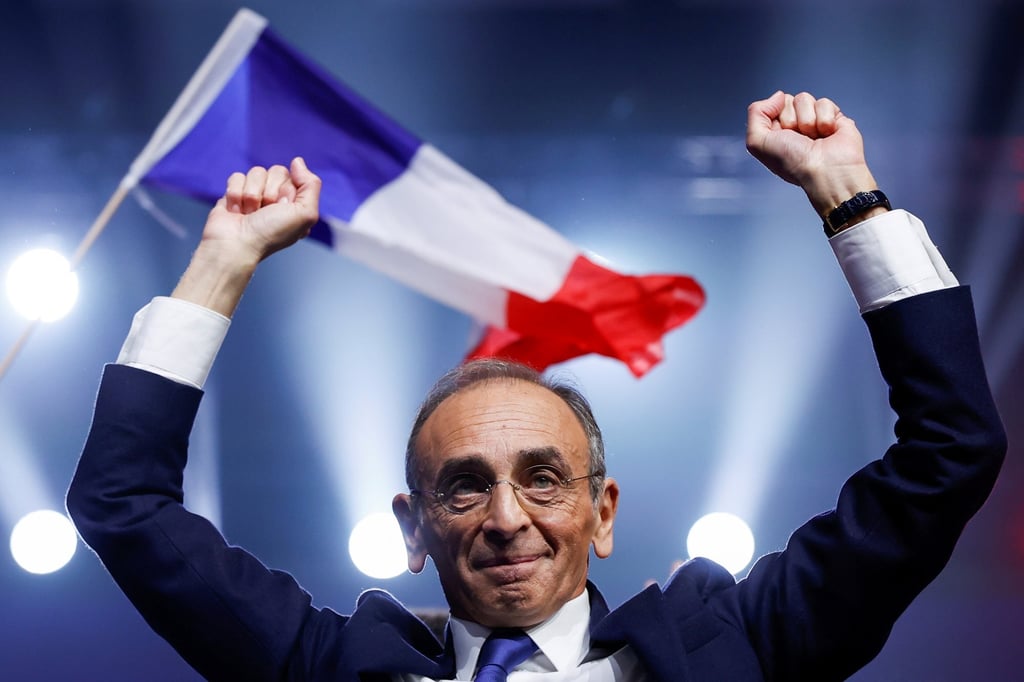 French presidential candidate Eric Zemmour at a campaign rally in Villepinte near Paris on Sunday. Photo: Reuters