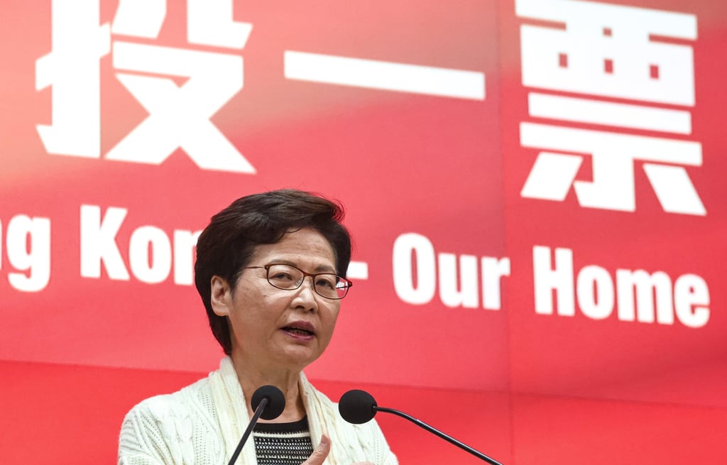 Chief Executive Carrie Lam on Tuesday reiterated that the government was unconcerned with voter turnout for the Legislative Council election. Photo: K. Y. Cheng