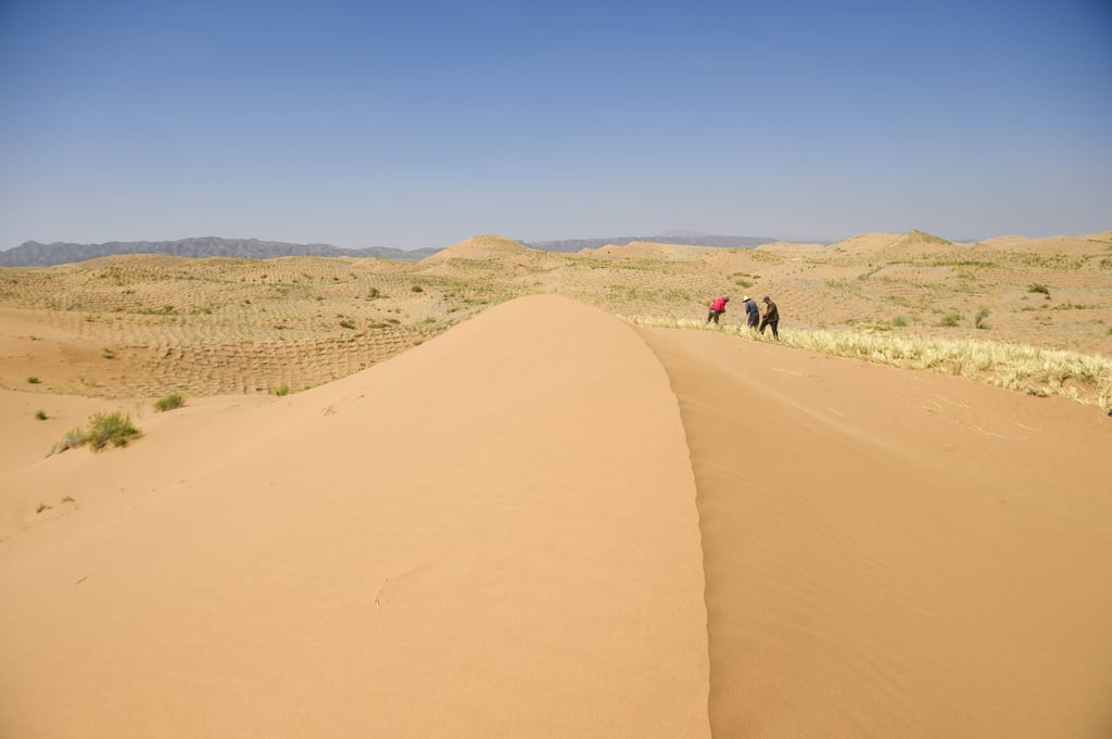 The city of Zhongwei runs up against the desert in China. Photo: Feng Kaihua The city of Zhongwei runs up against the desert in China. Photo: Feng Kaihua