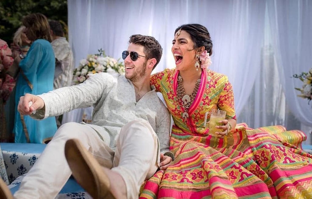 Bollywood actress Priyanka Chopra and Nick Jonas at a mehendi ceremony in Jodhpur on November 30, 2018, ahead of their wedding. Photo: Raindrop Media via AP