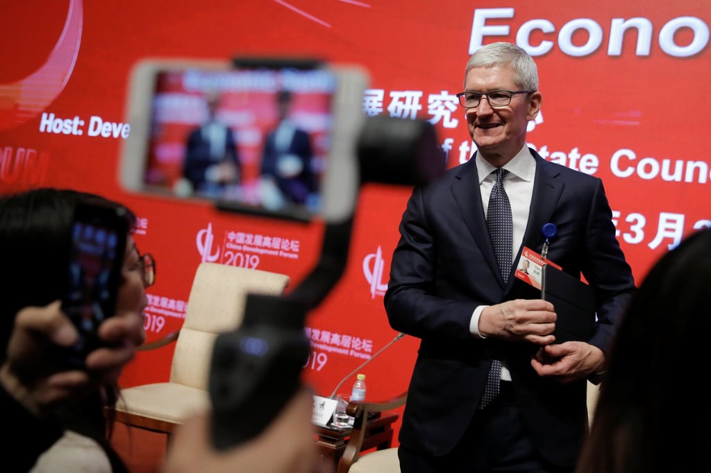 Apple CEO Tim Cook attends the China Development Forum in Beijing on March 23, 2019. Photo: Reuters Apple CEO Tim Cook attends the China Development Forum in Beijing on March 23, 2019. Photo: Reuters
