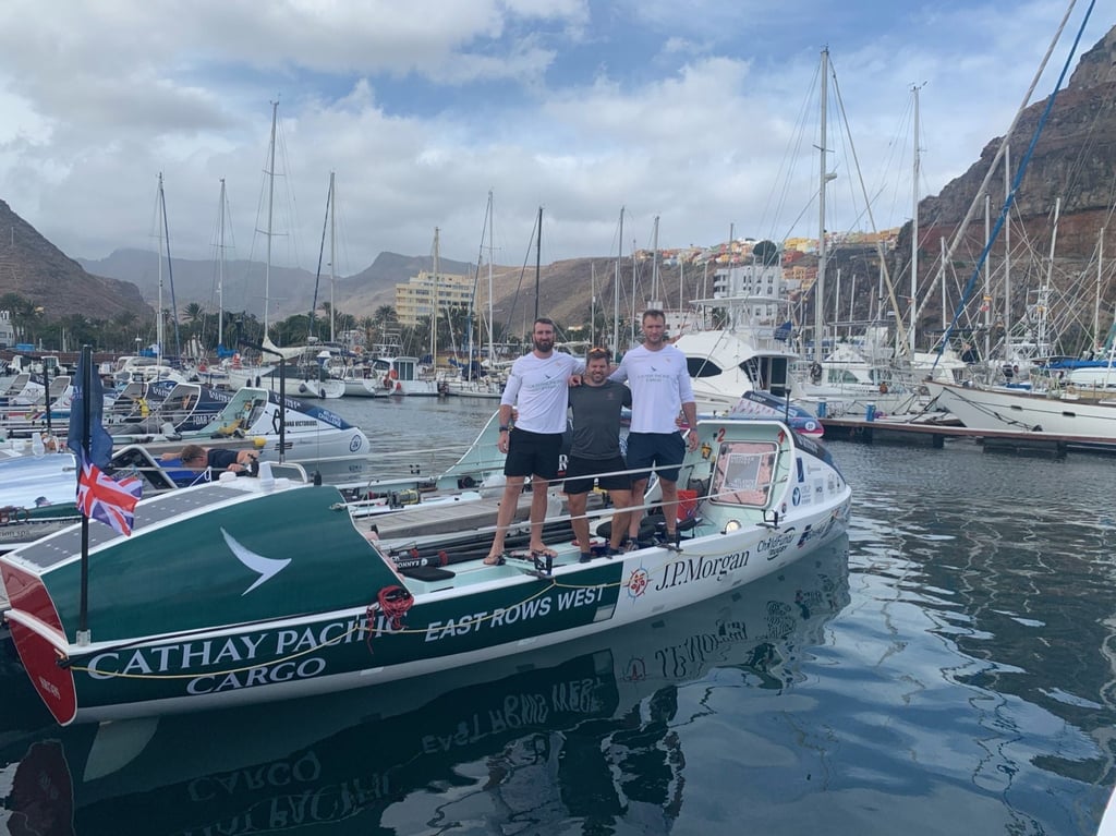 (From left) Rob Lennox, Matthew Bell and Martin Muller are rowing the Atlantic. Photo: Handout (From left) Rob Lennox, Matthew Bell and Martin Muller are rowing the Atlantic. Photo: Handout