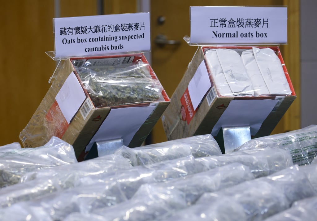 The cannabis buds were hidden in a shipment of oats that arrived from Canada on Monday. Photo: Dickson Lee