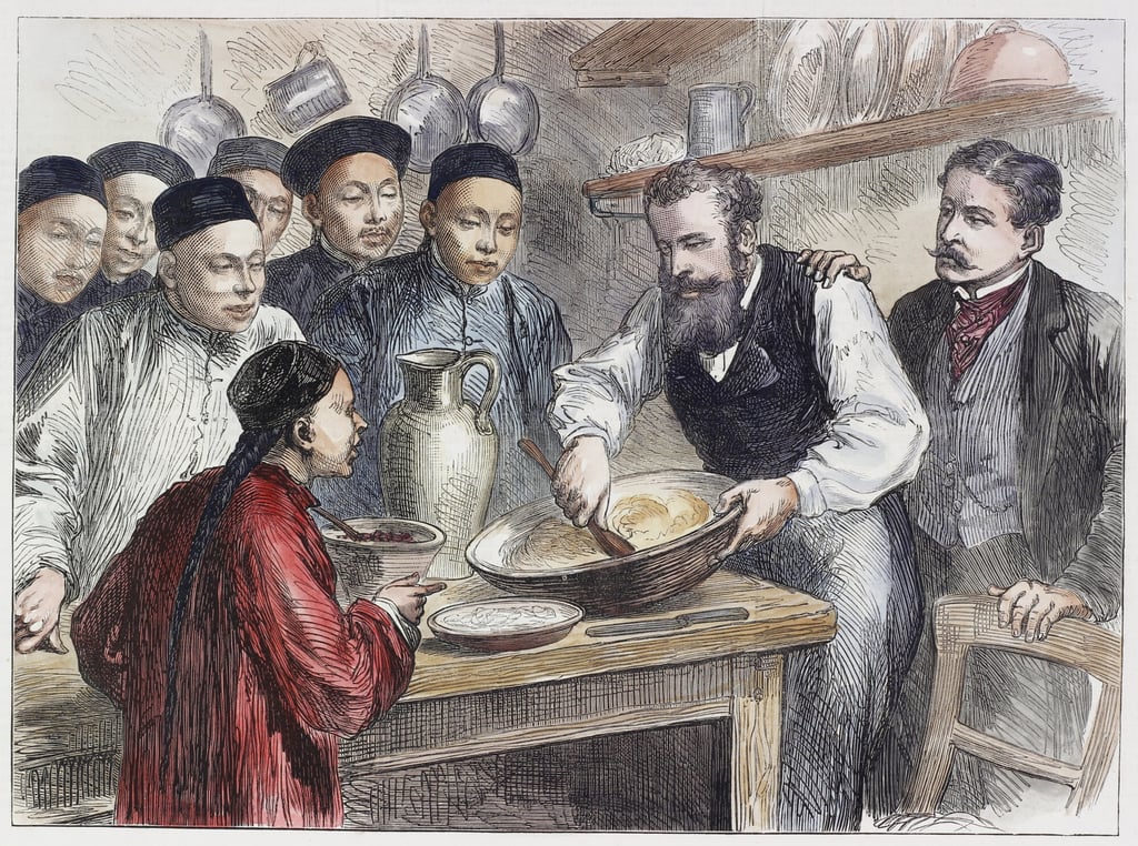 Making a Christmas pudding in China. December 20, 1873. The Illustrated London News. Photo: Getty Images