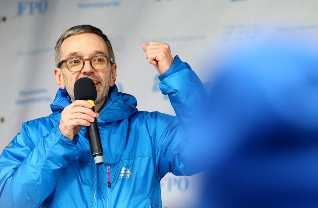 Head of the Freedom Party (FPOe) Herbert Kickl at the Hofburg Palace in Vienna, Austria on Saturday. Photo Reuters Head of the Freedom Party (FPOe) Herbert Kickl at the Hofburg Palace in Vienna, Austria on Saturday. Photo Reuters