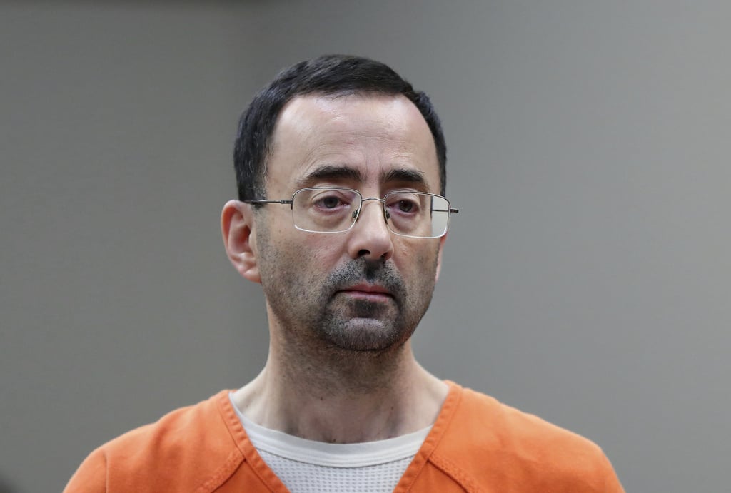Larry Nassar appears in court for a plea hearing in Lansing, Michigan, in November 2017. Photo: AP