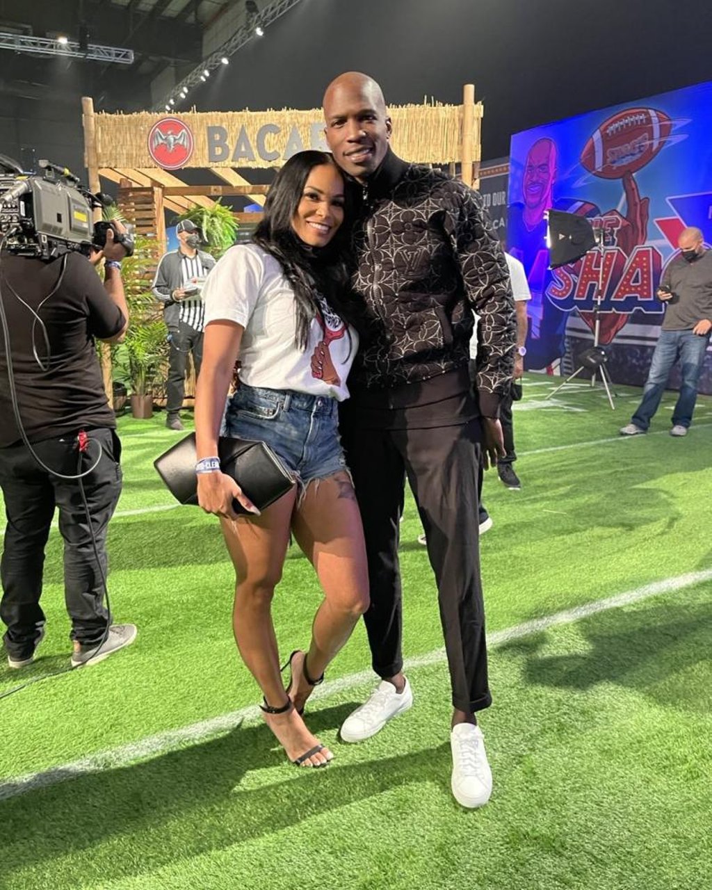 Sharelle Rosado with her fiancé, former NFL player Chad Johnson. Photo: @sharellerosado/Instagram