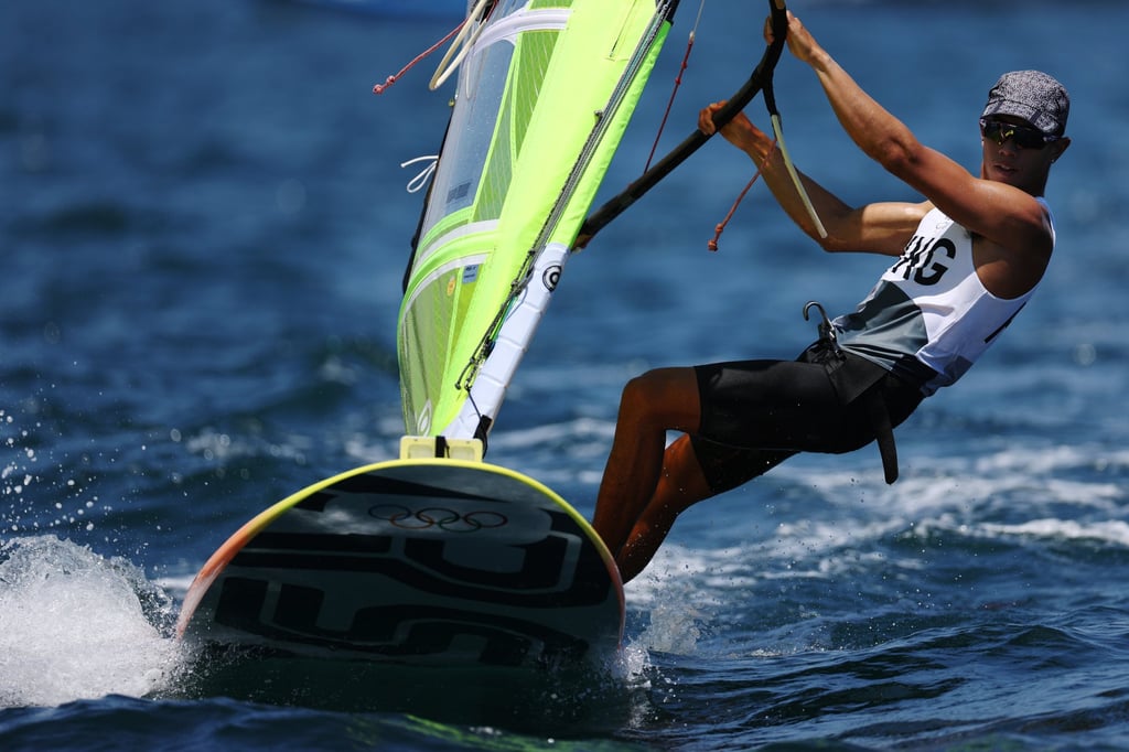 Hong Kong’s Michael Cheng Chun-leung competes in the RS:X class at the Tokyo Olympics in Fujisawa, Japan. Photo: Getty Images