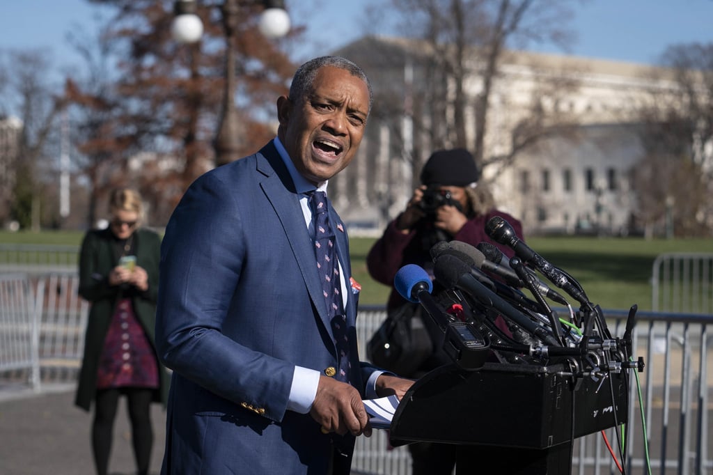 Karl Racine, District of Columbia attorney general, speaks during a news conference on the January 6 attack outside the US Capitol on Tuesday. Photo: Bloomberg