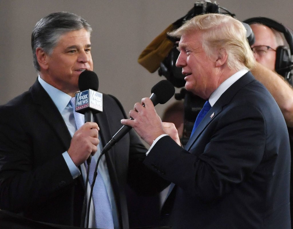 Fox News host Sean Hannity (left) interviews US President Donald Trump before a campaign rally in Las Vegas in September 2018. Photo: AFP Fox News host Sean Hannity (left) interviews US President Donald Trump before a campaign rally in Las Vegas in September 2018. Photo: AFP