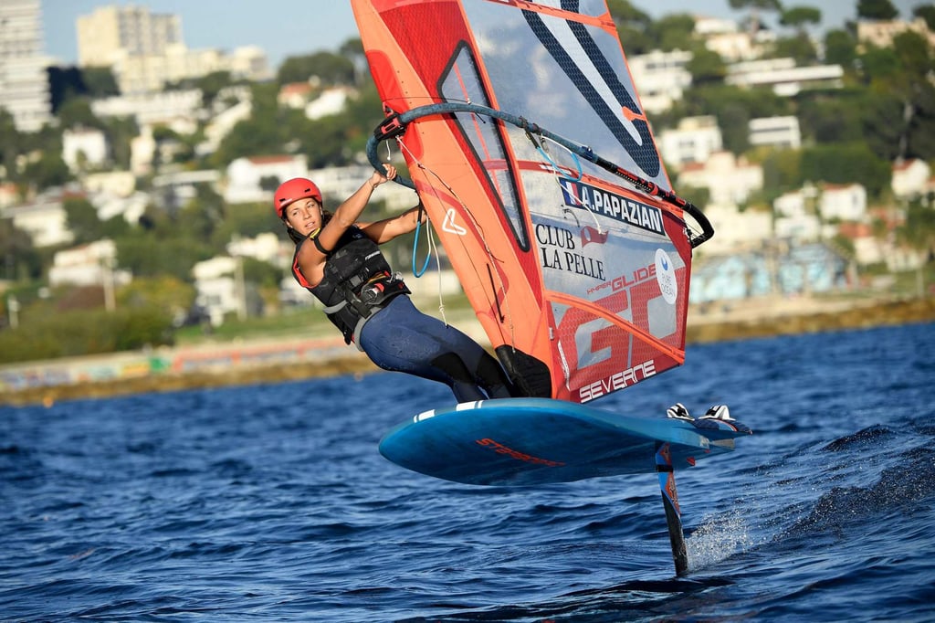 French windsurfer Ambre Papazian rides during an iQFoil training session in Marseille, southern France. At 21 years old, Papazian will be Hong Kong’s major rival in the new Olympic windsurfing class at the 2024 Olympic Games. Photo: AFP