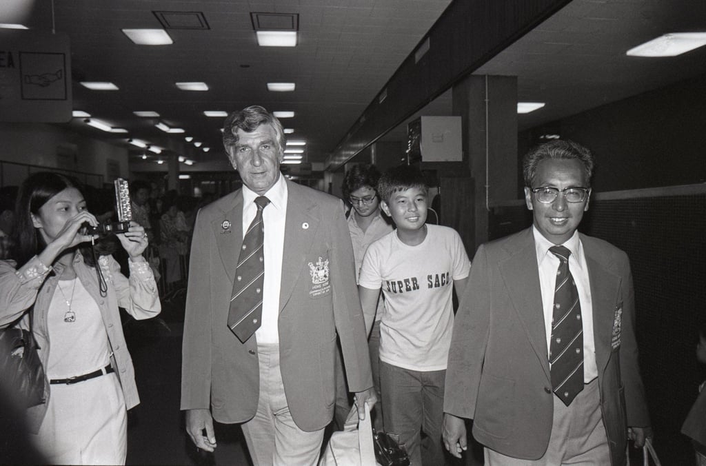 Eric Liddell (left) and Saco Delgado return to Hong Kong after winning Commonwealth Games gold in 1978. In 1972, the were world champions. Photo: SCMP Eric Liddell (left) and Saco Delgado return to Hong Kong after winning Commonwealth Games gold in 1978. In 1972, the were world champions. Photo: SCMP