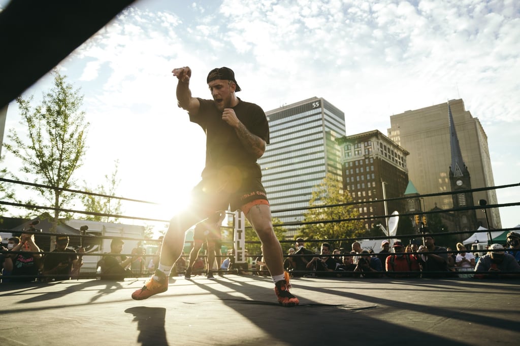 Jake Paul works out ahead of his first fight with Tyron Woodley. Photo: SHOWTIME/Amanda Westcott