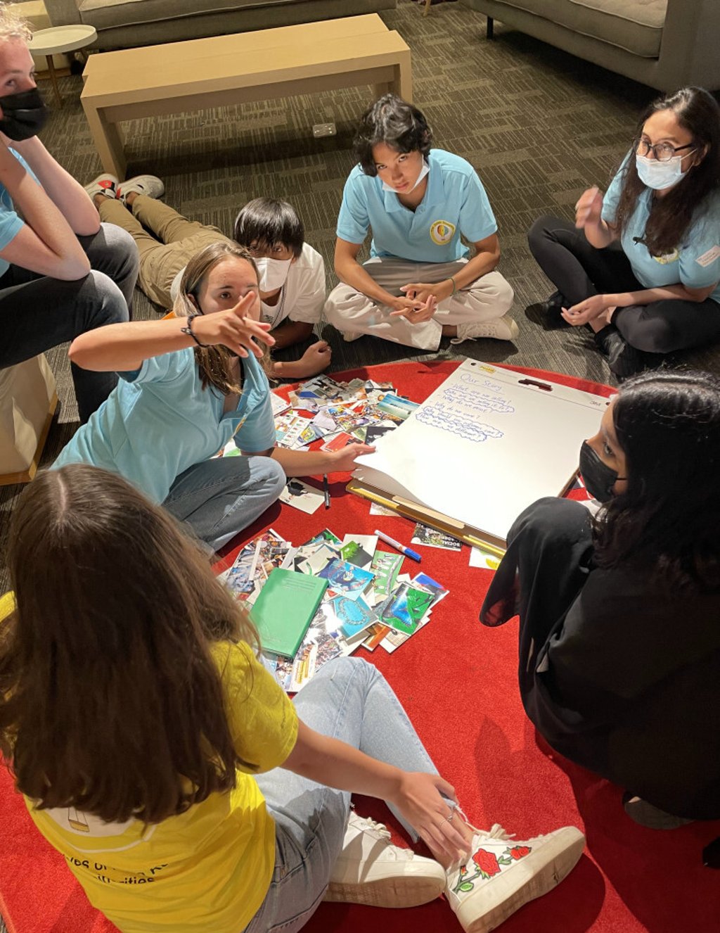 Teens in the Zubin Foundation programme brainstorm on a project. Photo: Handout Teens in the Zubin Foundation programme brainstorm on a project. Photo: Handout
