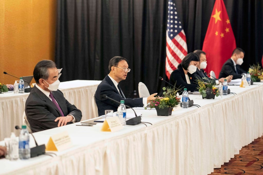 Yang Jiechi, director of the China’s Office of the Foreign Affairs Commission of the CPC Central Committee, at the start of the high-level strategic dialogue with the United States in Anchorage, Alaska in March. US Secretary of State Antony Blinken and US National Security Adviser Jake Sullivan attended the dialogue. Photo: Xinhua Yang Jiechi, director of the China’s Office of the Foreign Affairs Commission of the CPC Central Committee, at the start of the high-level strategic dialogue with the United States in Anchorage, Alaska in March. US Secretary of State Antony Blinken and US National Security Adviser Jake Sullivan attended the dialogue. Photo: Xinhua