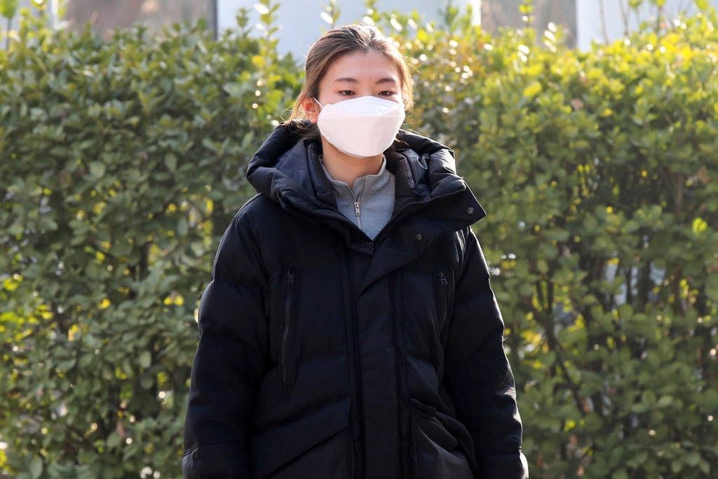 South Korean two-time Olympic short-track champion Shim Suk-hee arrives at a disciplinary hearing in Seoul, South Korea. Photo: AP