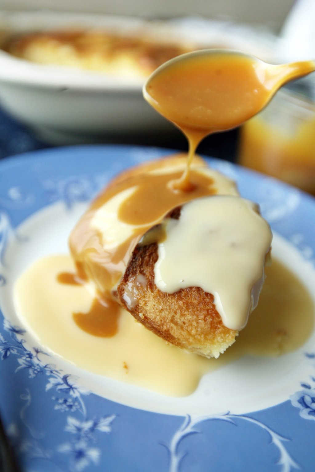 Bread pudding with crème anglaise and whisky sauce: three types of custard. Photo: Jonathan Wong