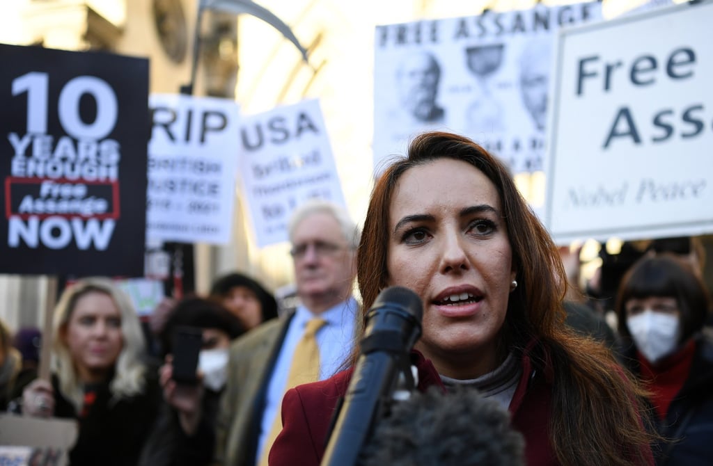 WikiLeaks founder Julian Assange’s partner, Stella Moris, speaks outside the High Court in London on December 10. Photo: EPA-EFE