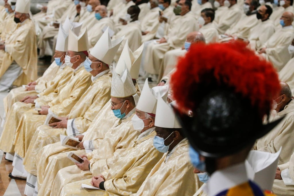 Bishops and cardinals attend the Christmas Holy Mass celebrated by Pope Francis in St Peter’s Basilica at the Vatican on Friday. Photo: EPA-EFE Bishops and cardinals attend the Christmas Holy Mass celebrated by Pope Francis in St Peter’s Basilica at the Vatican on Friday. Photo: EPA-EFE