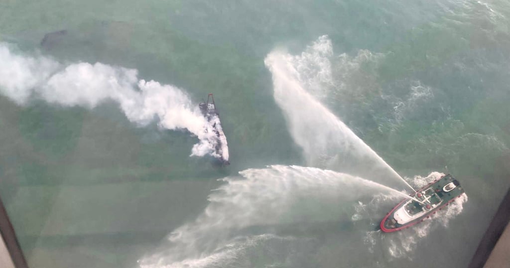 A search for two missing sailors was still under way as of Sunday afternoon. Photo: Government Flying Service