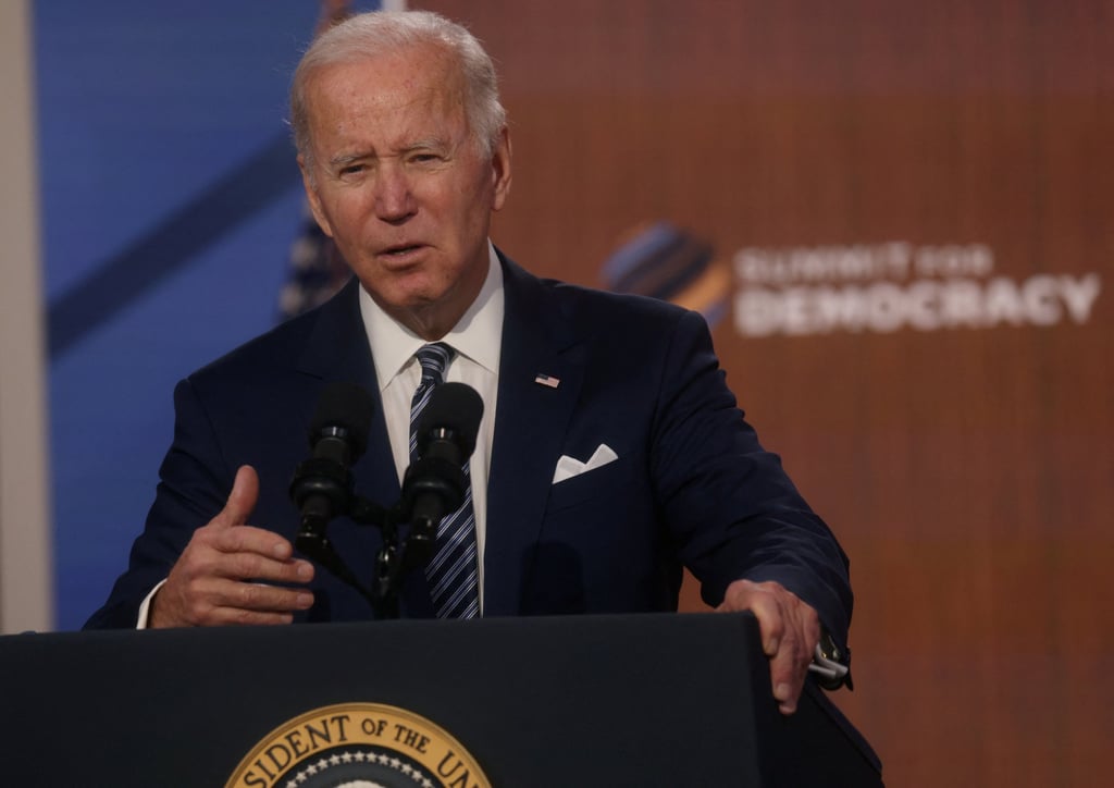 US President Joe Biden delivers closing remarks at the virtual ‘Summit for Democracy’ held on December 10. Photo: Reuters