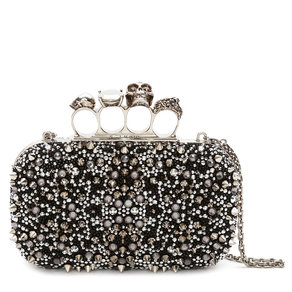 Skull four-ring clutch embellished in Swarovski crystals. Photo: Alexander McQueen