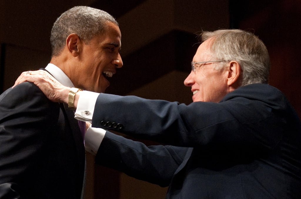 Barack Obama pictured with Harry Reid at a fundraiser in 2010. Photo: AFP