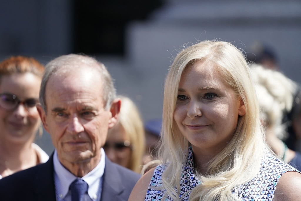Virginia Giuffre, right, outside Manhattan Federal Court in New York in 2019, in New York. Photo: New York Daily News / TNS