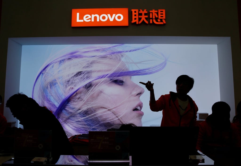 Lenovo’s logo at the Lenovo Tech World in Beijing on November 15, 2019. Photo: Reuters