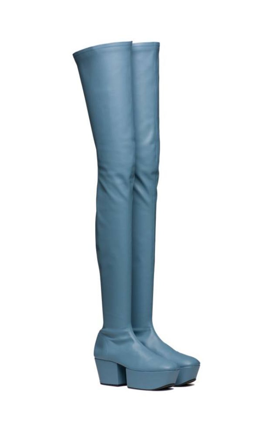 Prada’s nappa leather over-the-knee platform boots in blue, US$1,700. Photo: Prada