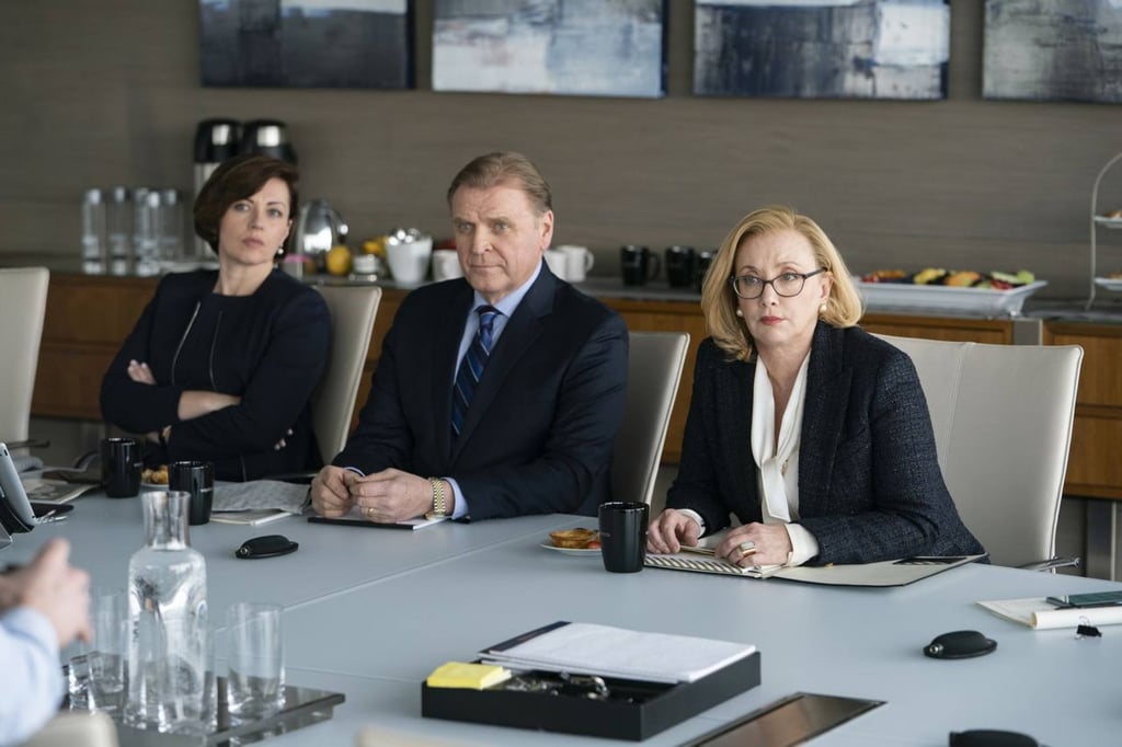 Dagmara Dominczyk (left) as Karolina Novotney in the second season of Succession. Photo: Peter Kramer / HBO