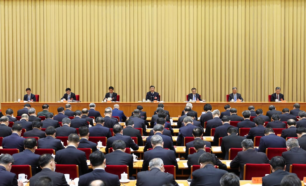 China’s top leaders attend the Central Economic Work Conference in Beijing on December 10. Photo: Xinhua via AP China’s top leaders attend the Central Economic Work Conference in Beijing on December 10. Photo: Xinhua via AP