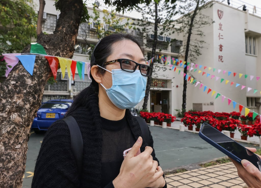 Mrs Teng says she was surprised to be the first to arrive at Queen’s College at 8.40am on Monday. Photo: Nora Tam Mrs Teng says she was surprised to be the first to arrive at Queen’s College at 8.40am on Monday. Photo: Nora Tam