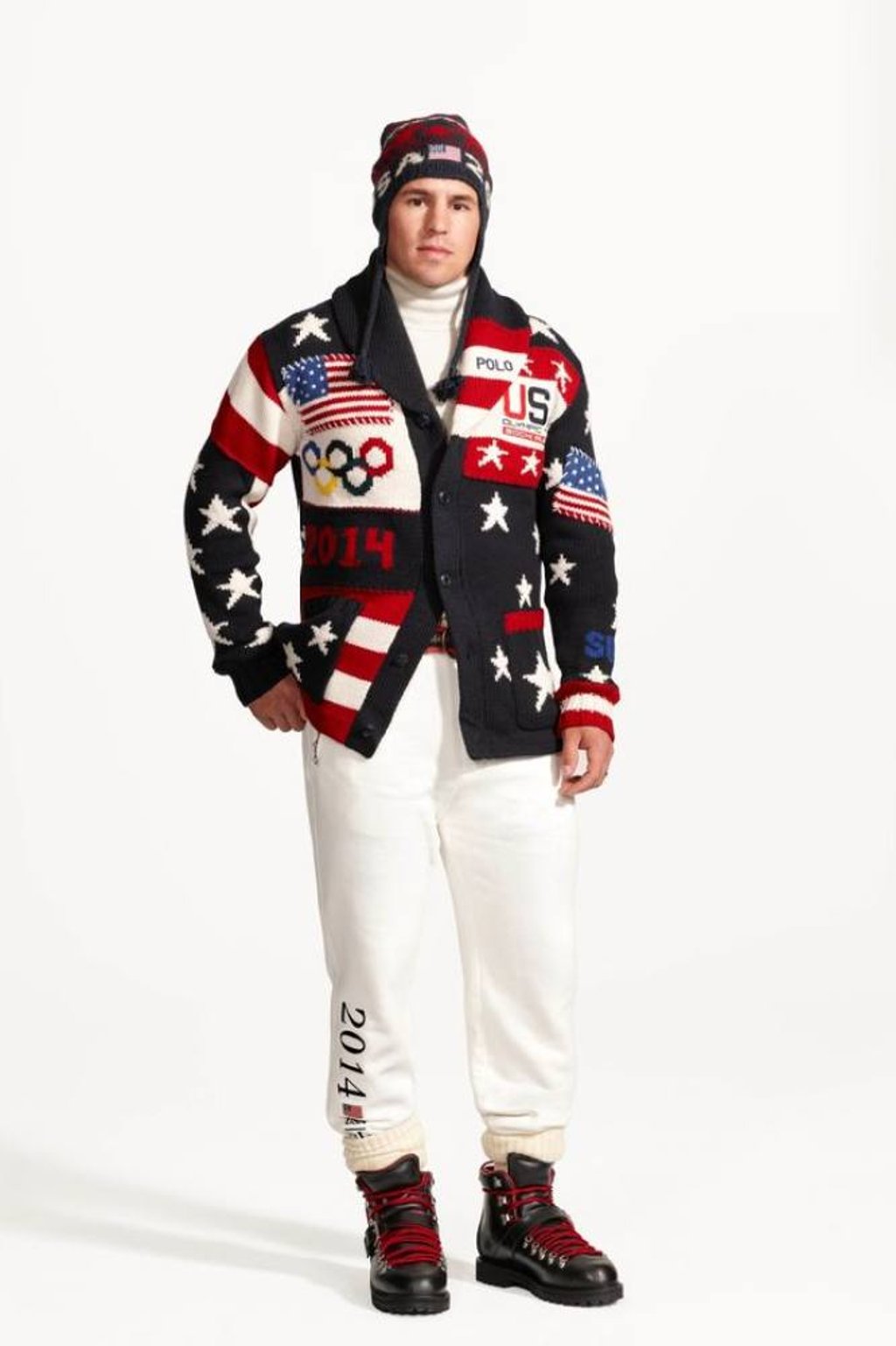 Zach Parise wearing the Official Opening Ceremony Parade Uniforms for the 2014 Winter Olympic Games. Photo: Reuters