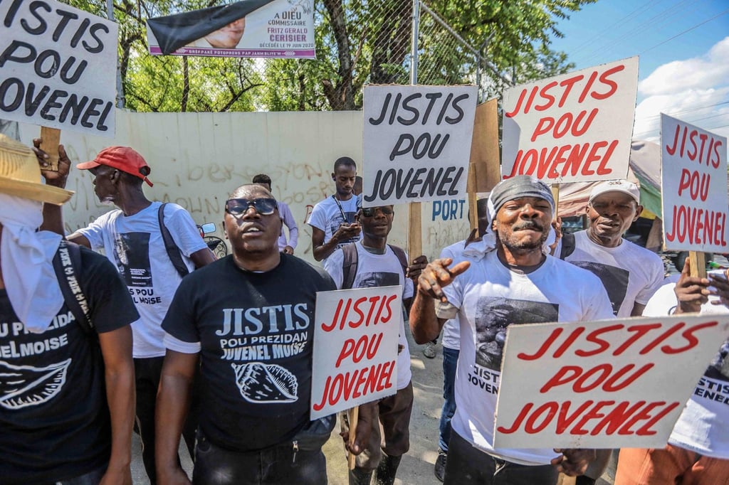 Activists demand justice for slain Haitian President Jovenel Moise in Port-au-Prince in October. Photo: AFP Activists demand justice for slain Haitian President Jovenel Moise in Port-au-Prince in October. Photo: AFP