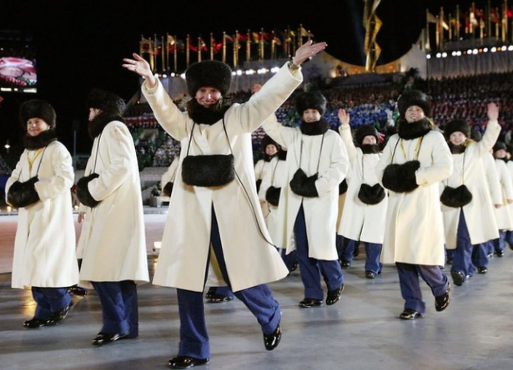 The 2002 Salt Lake City games saw Russia turn up with hat and hand warmers to match. Photo: Reuters