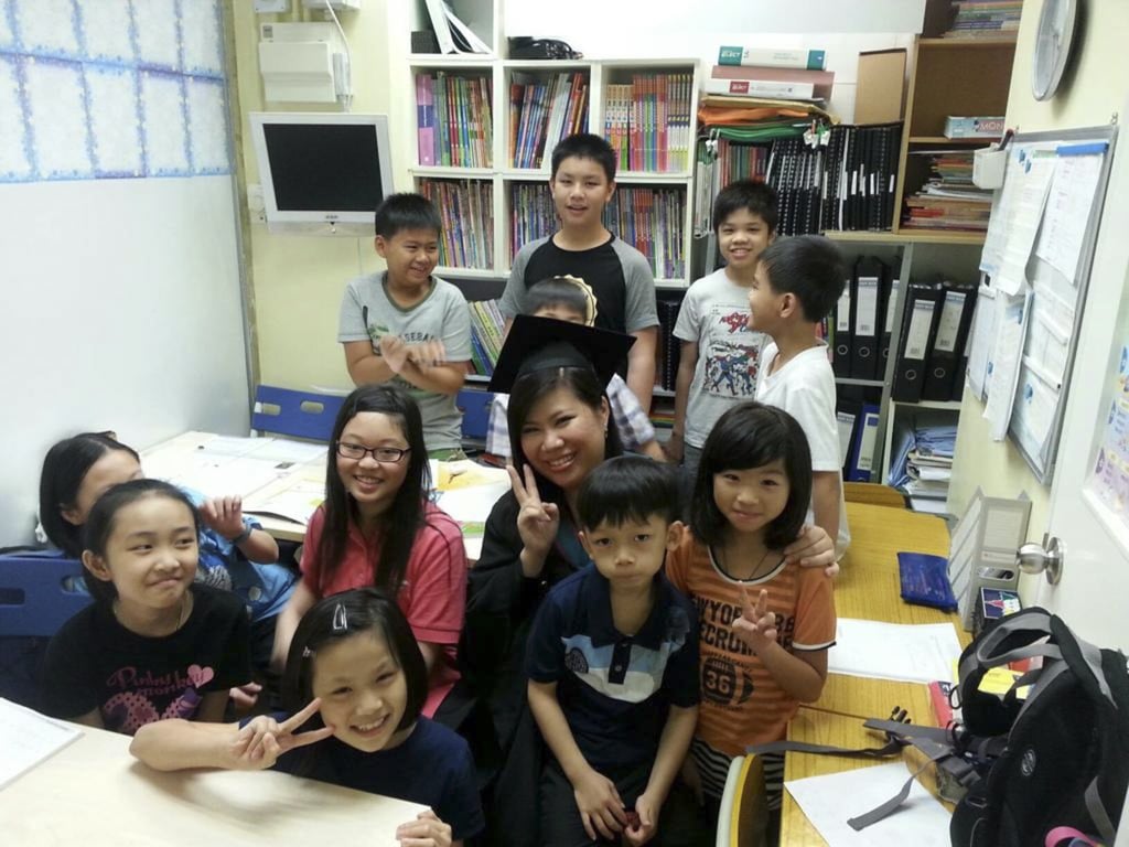 Wong and students at the One Flora Education Centre. Photo: courtesy of Anson Wong Wong and students at the One Flora Education Centre. Photo: courtesy of Anson Wong