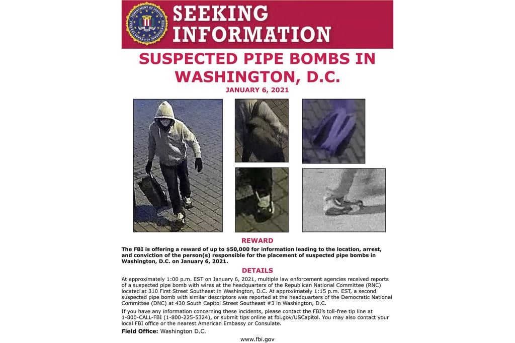 An FBI poster for the Washington pipe bomb suspect. Photo: FBI