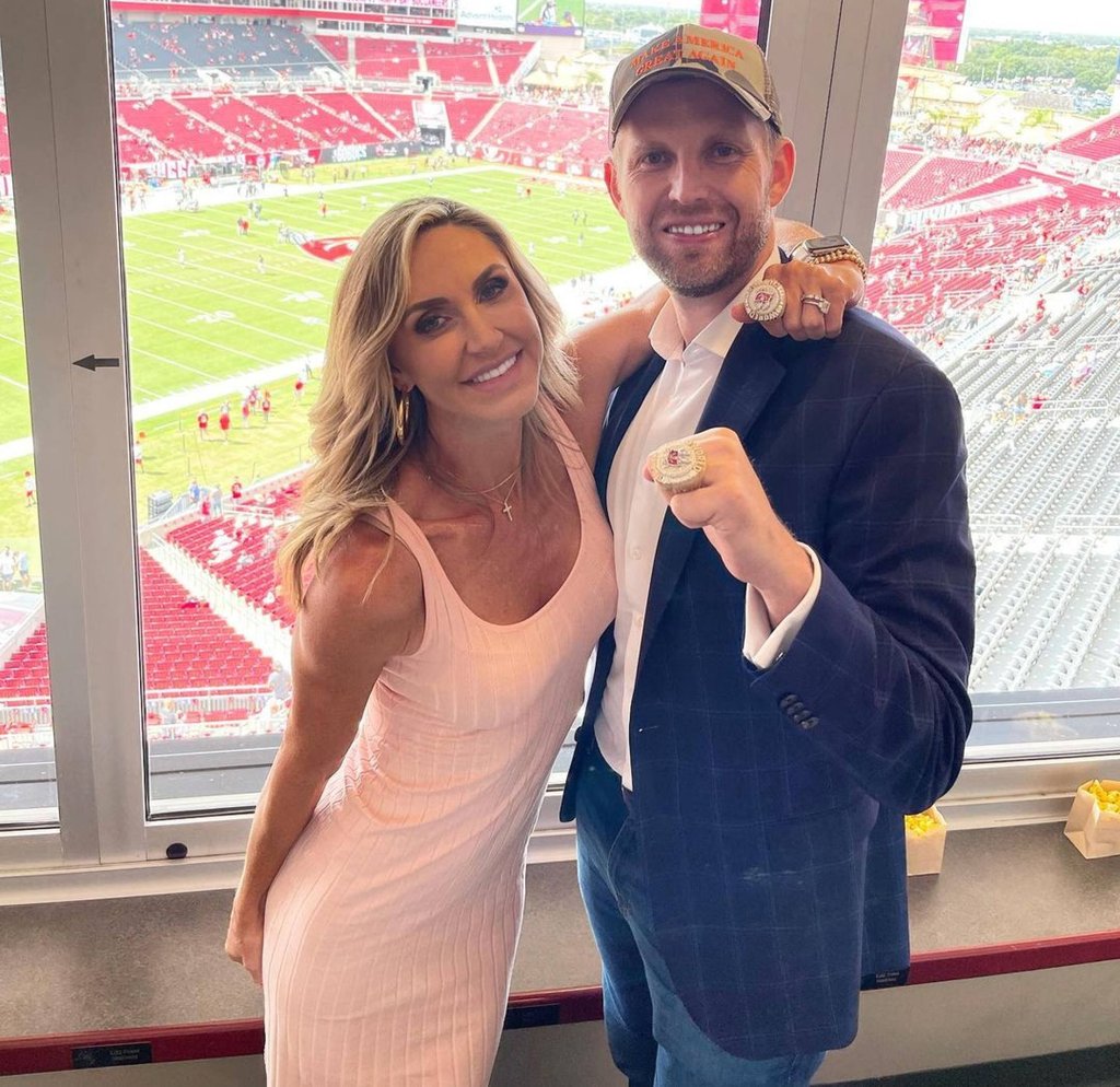 Lara and Eric Trump at a football game. The Fox News contributor was vocal about that Vogue snub of Melania. Photo: @laraleatrump/Instagram