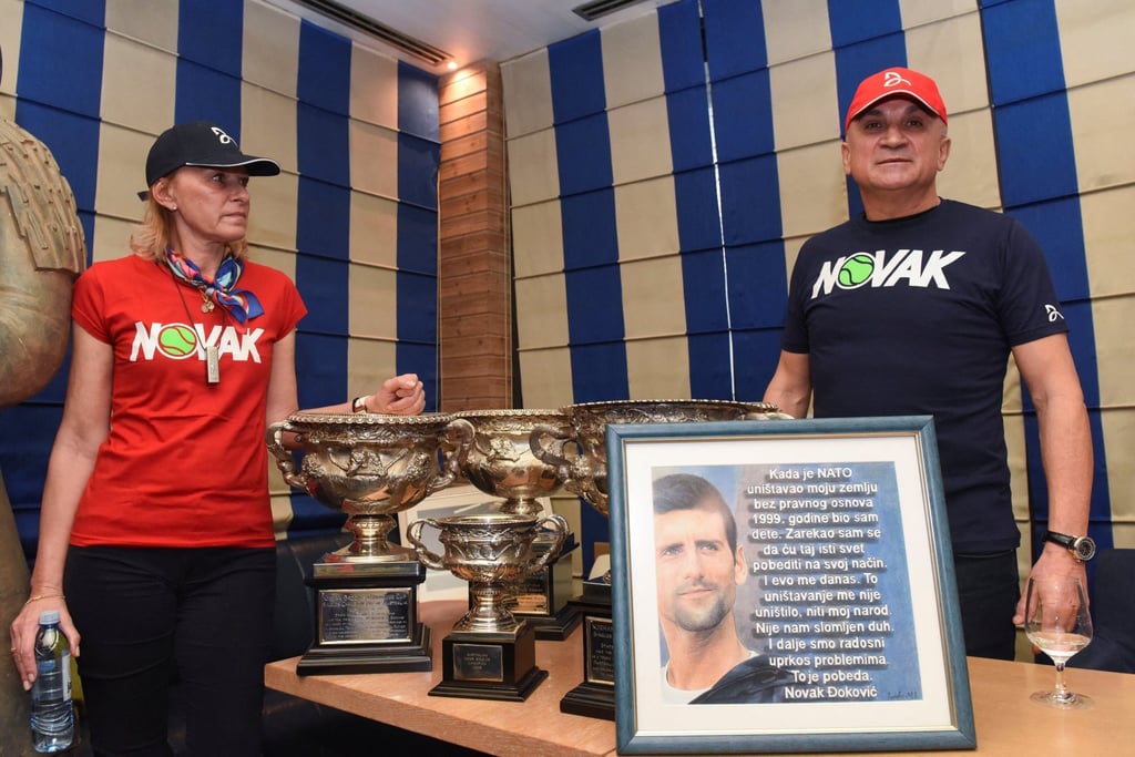Novak Djokovic’s mother Diana and his father Srdjan hold a press conference in Belgrade, Serbia. Photo: Reuters/Zorana Jevtic Novak Djokovic’s mother Diana and his father Srdjan hold a press conference in Belgrade, Serbia. Photo: Reuters/Zorana Jevtic