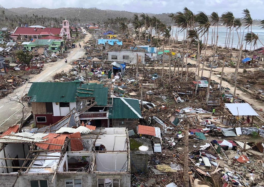 An aerial view shows the destruction in Burgos town, Siargao island, weeks after super Typhoon Rai devastated the island. Photo: AFP An aerial view shows the destruction in Burgos town, Siargao island, weeks after super Typhoon Rai devastated the island. Photo: AFP