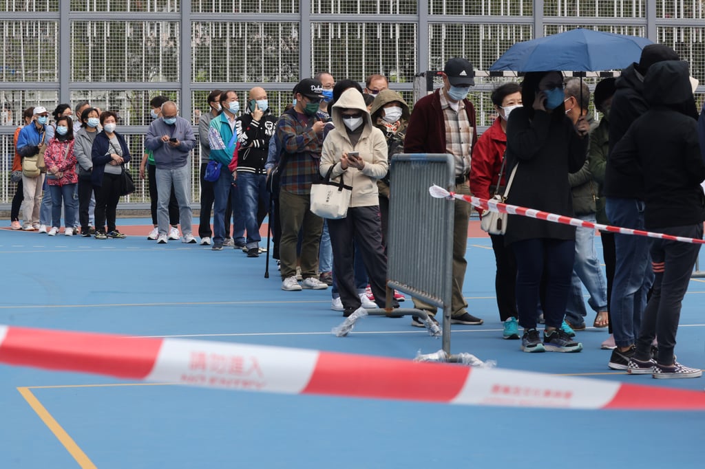 Residents undergo testing at Victoria Park in Causeway Bay on Sunday. Photo: Nora Tam