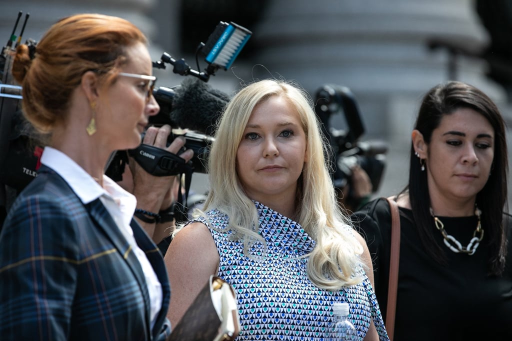 Virginia Giuffre, an alleged victim of Jeffrey Epstein, exits from federal court in New York, US, in August 2019. Photo: Bloomberg