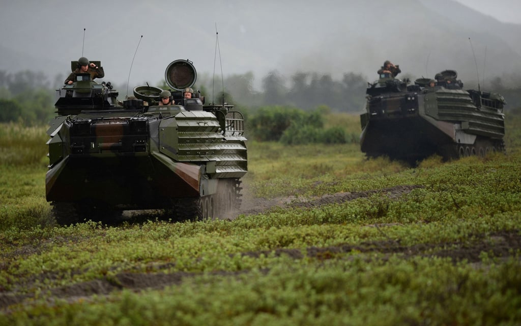 US Marines in amphibious assault vehicles take part in a joint beach landing exercise with Philippine forces in 2016. Photo: AFP via Getty Images/TNS US Marines in amphibious assault vehicles take part in a joint beach landing exercise with Philippine forces in 2016. Photo: AFP via Getty Images/TNS