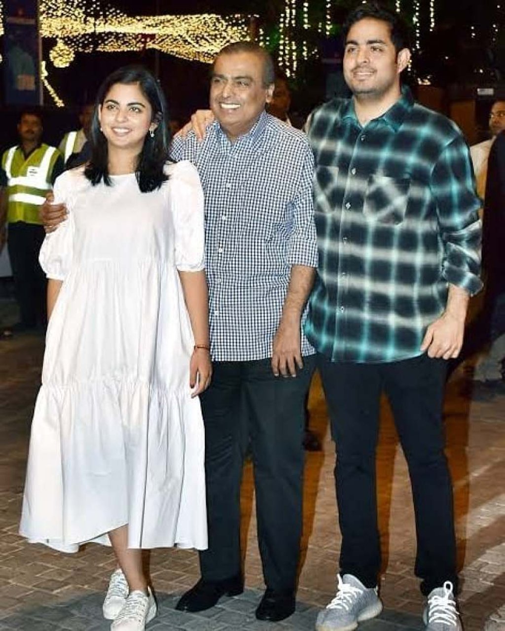 Reliance Industries chairman Mukesh Ambani with his two children. Photo: @mukesh.ambaniii/Instagram