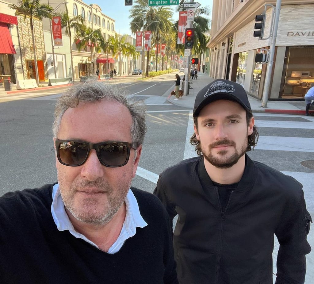British news personality Piers Morgan with his son, Spencer Morgan. Photo: @spencermorgan/Instagram