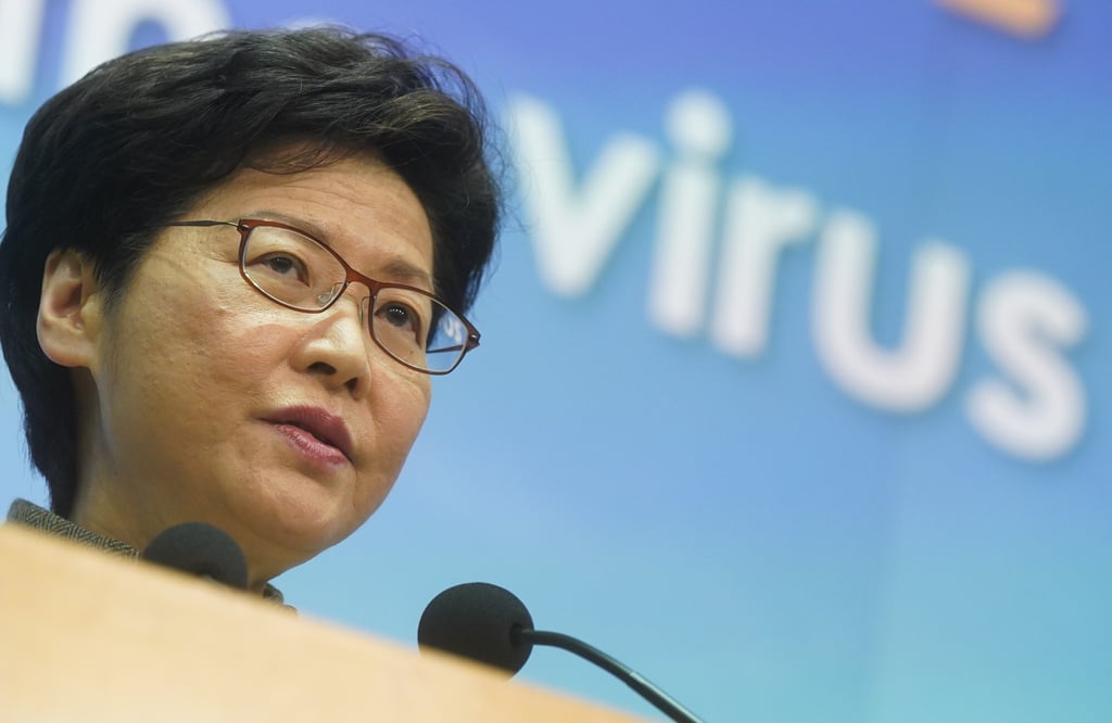 Chief Executive Carrie Lam meets the media at government headquarters on Tuesday. Photo: Sam Tsang Chief Executive Carrie Lam meets the media at government headquarters on Tuesday. Photo: Sam Tsang